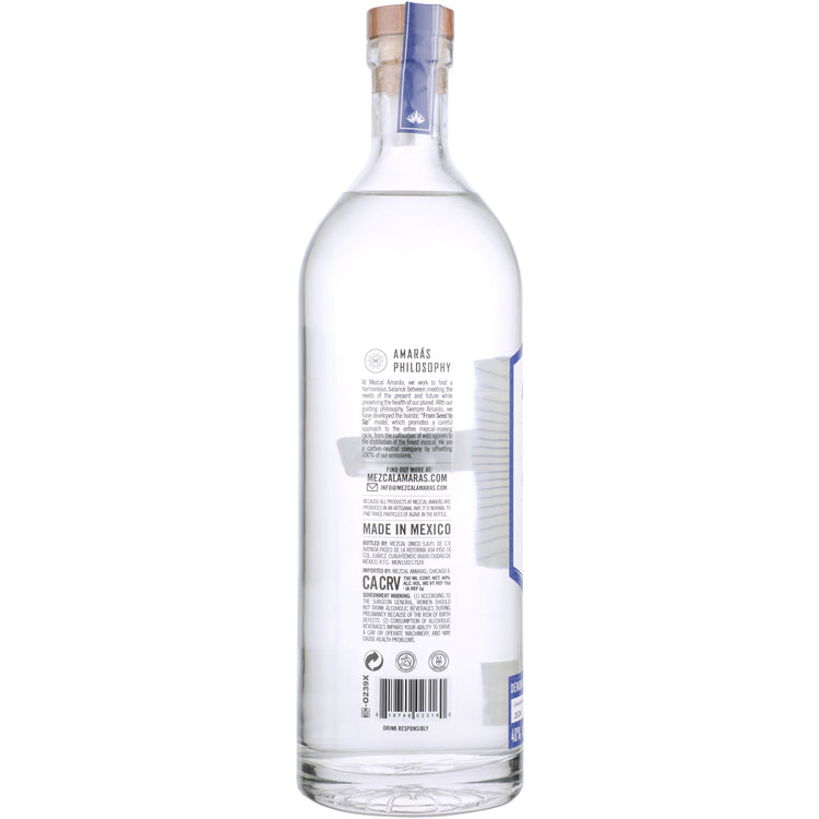 Amaras Mezcal Artesanal Ma Joven Americana A2 80 - 750ML - Back
