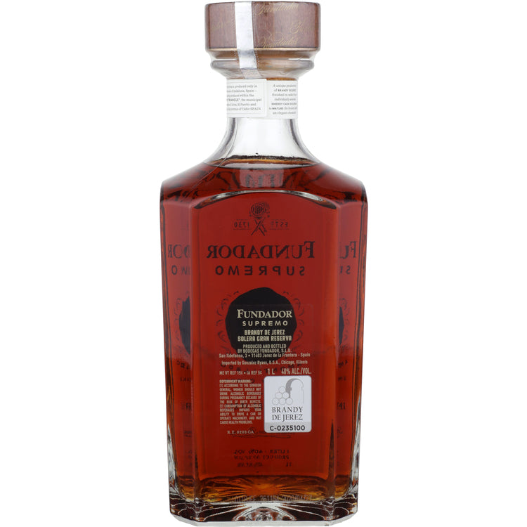 Fundador Brandy De Jerez Supremo Amontillado Sherry Casks Solera Gran - 1.0L - Back