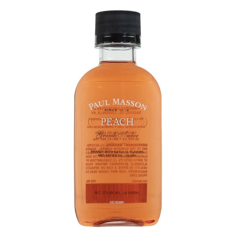 Paul Masson Peach Flavored Brandy Grande Amber 54 - 100ML - Front