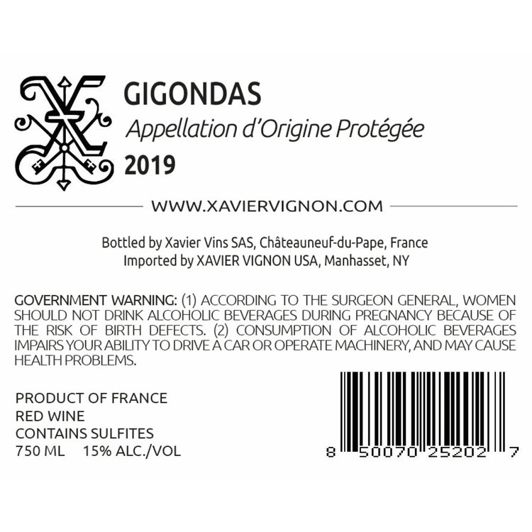 Xavier Vignon Gigondas 2019 - 750ML - Back Label