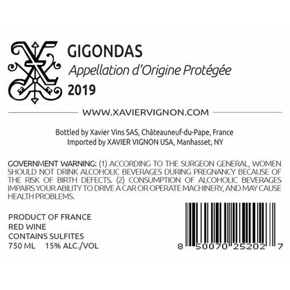 Xavier Vignon Gigondas 2019 - 750ML - Back Label