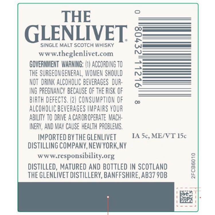 The Glenlivet Single Malt Scotch Founder's Reserve 80 - 1.75L - Back Label