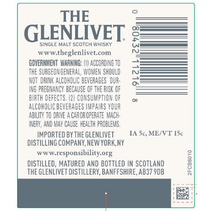 The Glenlivet Single Malt Scotch Founder's Reserve 80 - 1.75L - Back Label