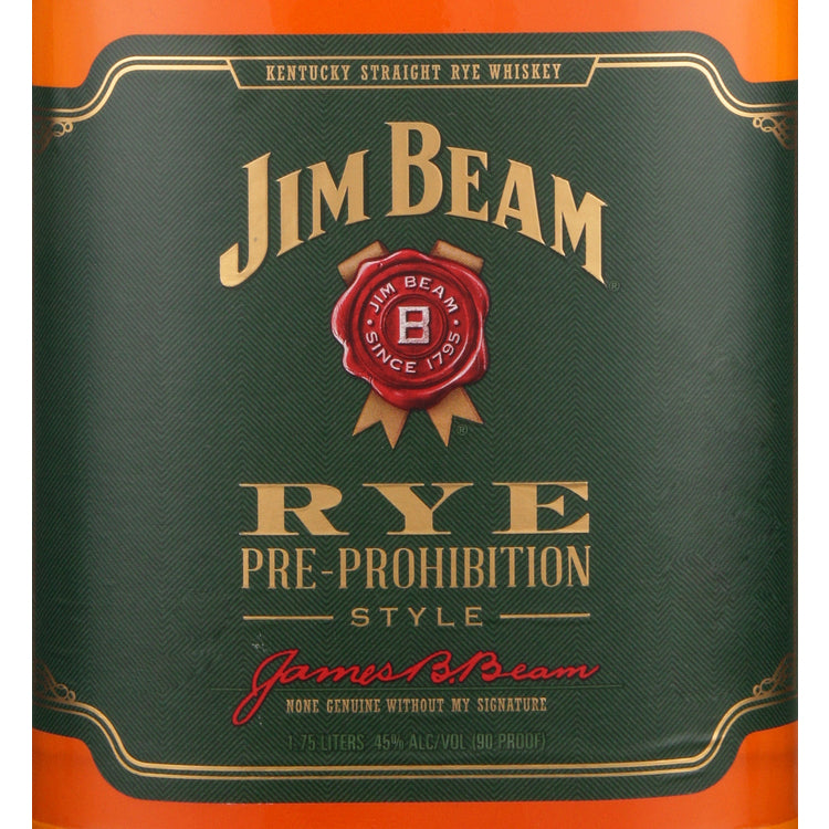 Jim Beam Straight Rye Whiskey 80 - 1.75L - Front Label