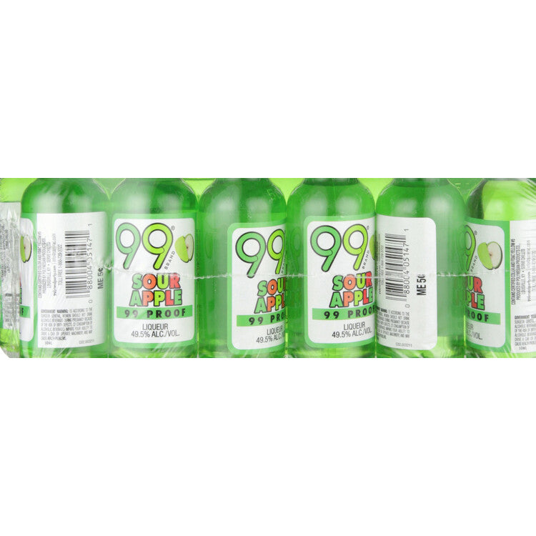 99 Brand Sour Apple Fruit Liqueur 99 - 50ML - Front Label