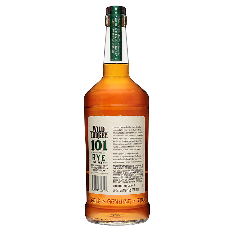 Wild Turkey Straight Rye Whiskey 101 - 1.0L - Back