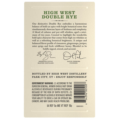 High West Rye Whiskey Double Rye! 92 - 750ML
