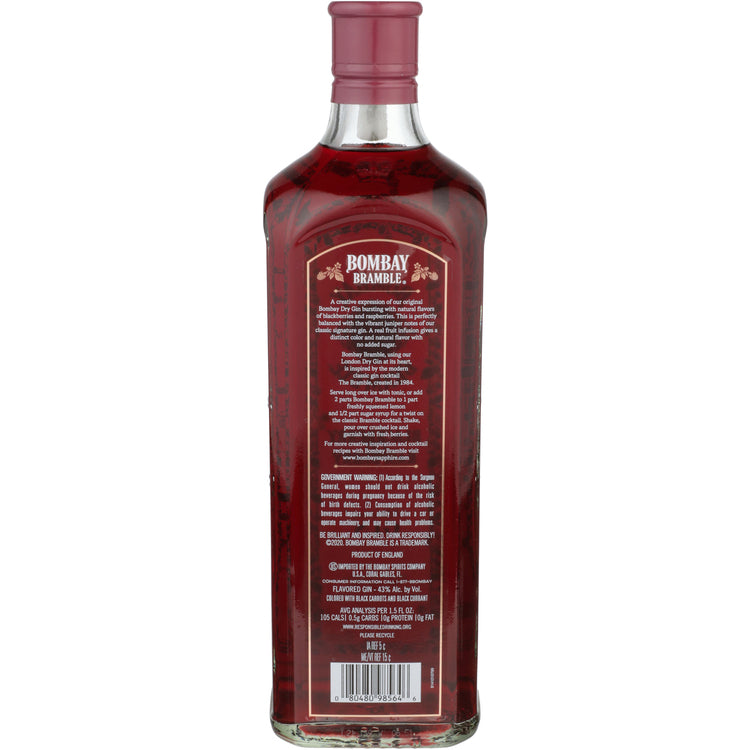 Bombay Bramble Blackberry & Raspberry Flavored Gin 86 - 1.0L - Back
