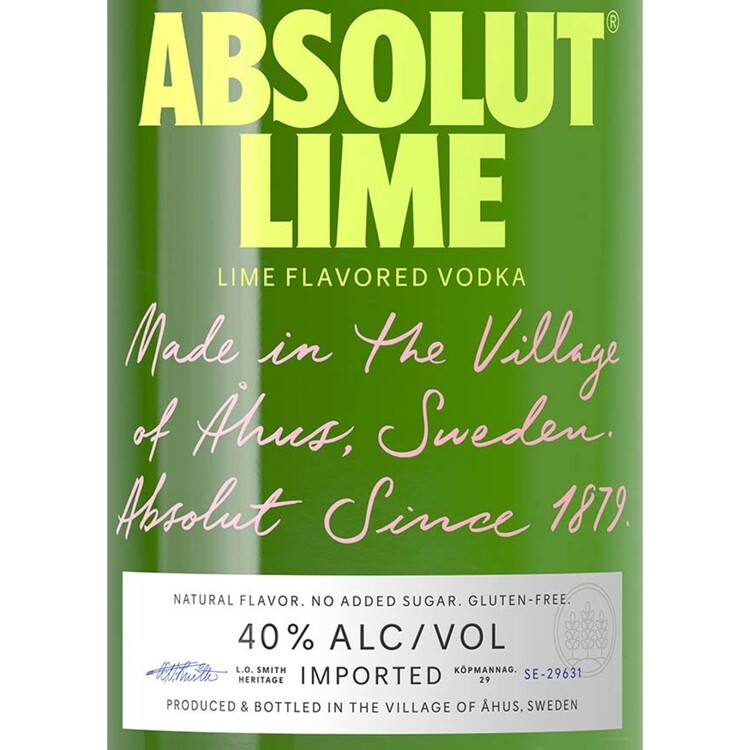 Absolut Lime Flavored Vodka 80 - 750ML - Front Label