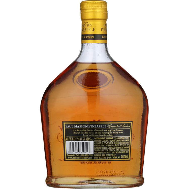 Paul Masson Pineapple Flavored Brandy Grande Amber 54 - 750ML - Back