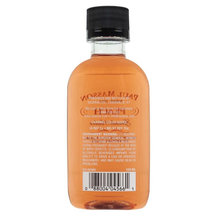 Paul Masson Peach Flavored Brandy Grande Amber 54 - 100ML - Back