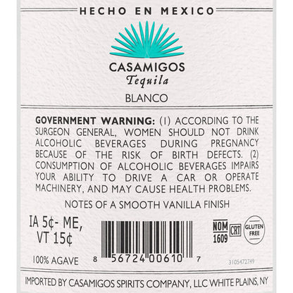 Casamigos Tequila Blanco 80 - 1.0L - Back Label