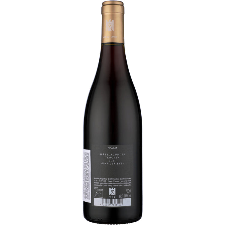 Rings Pinot Noir Spatburgunder Trocken Pfalz 2021 - 750ML - Back