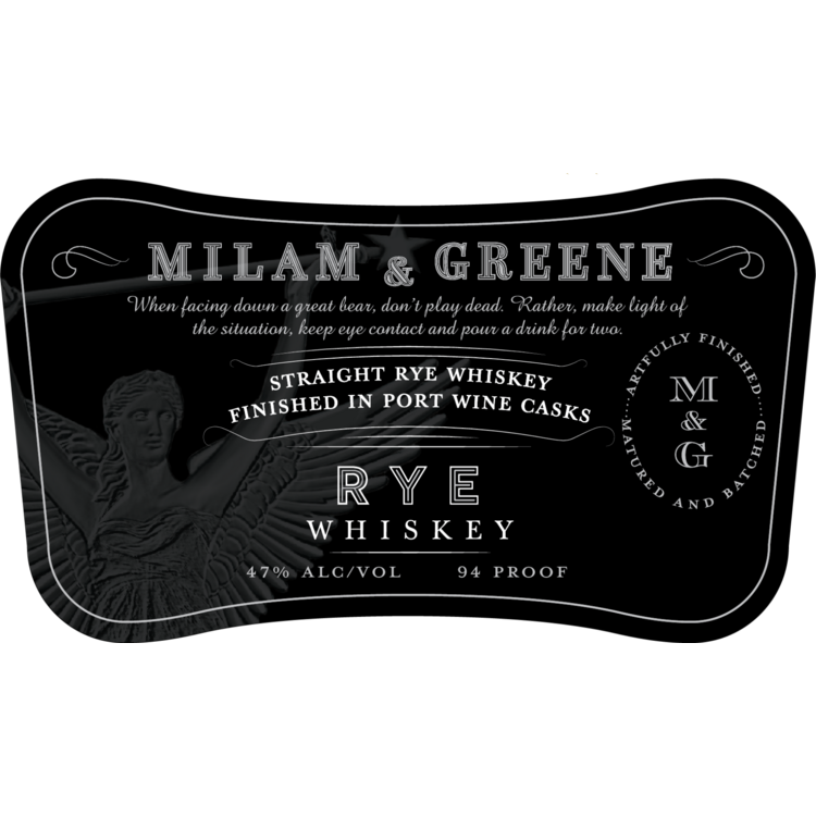 Milam & Greene Straight Rye Whiskey Finished In Port Wine Casks 94 - 750ML - Front Label