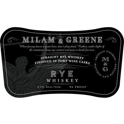 Milam & Greene Straight Rye Whiskey Finished In Port Wine Casks 94 - 750ML - Front Label