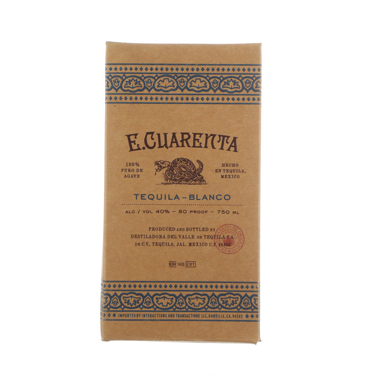 E. Cuarenta Tequila Blanco 80 - 750ML - Front