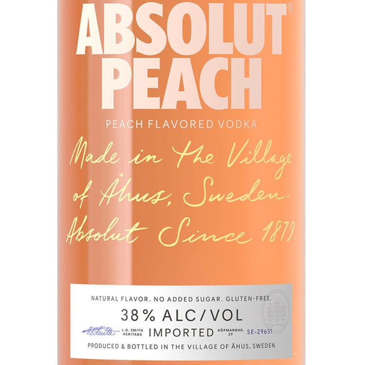 Absolut Peach Flavored Vodka 76 - 1.0L - Front Label