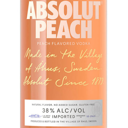 Absolut Peach Flavored Vodka 76 - 1.0L - Front Label