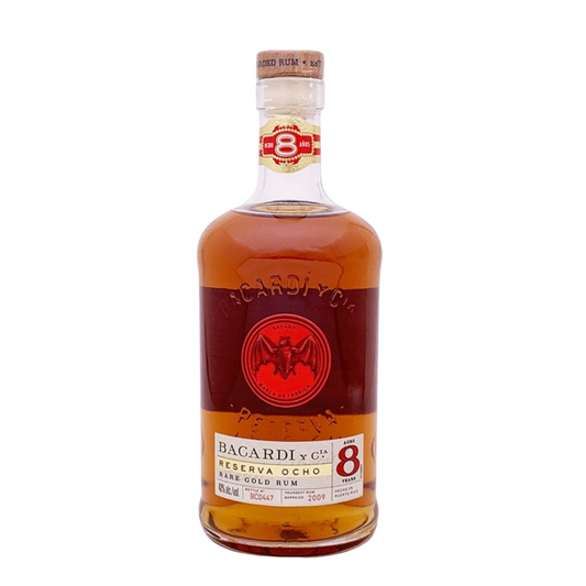 Bacardi Aged Rum Rare Gold Reserva Ocho 8 Yr 80 W/ Gift Tube - 750ML - Front