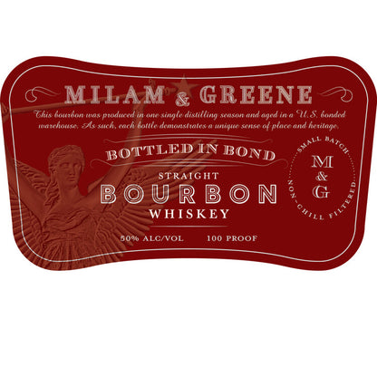 Milam & Greene Straight Bourbon Bottled In Bond 4 Yr 100 - 750ML - Front Label