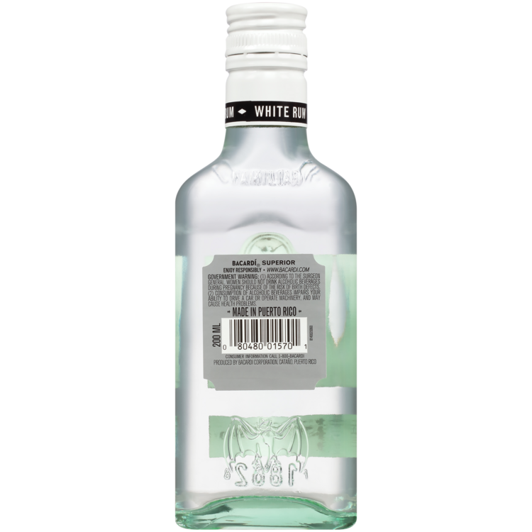 Bacardi Light Rum Superior 80 - 200ML - Back