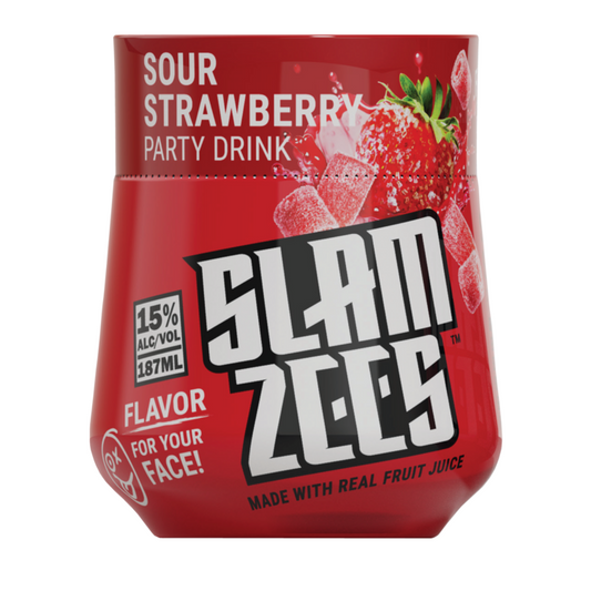 Slamzees Sour Strawberry Party Drink Wine Based Cocktail - 187ML - Front