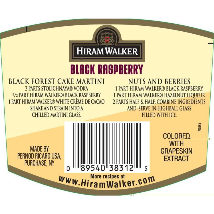 Hiram Walker Black Raspberry Liqueur 33 - 1.0L - Back Label