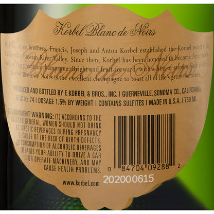 Korbel Blanc De Noirs Champagne California - 750ML