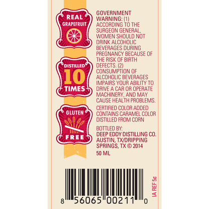 Deep Eddy Ruby Red Grapefruit Flavored Vodka 70 - 50ML - Back Label