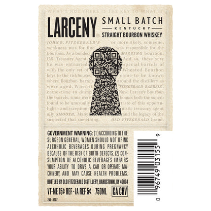 Larceny Straight Bourbon Small Batch 92 - 750ML - Back Label