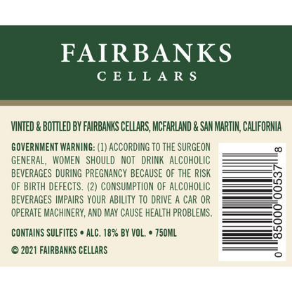 Fairbanks Sherry California - 750ML - Back Label