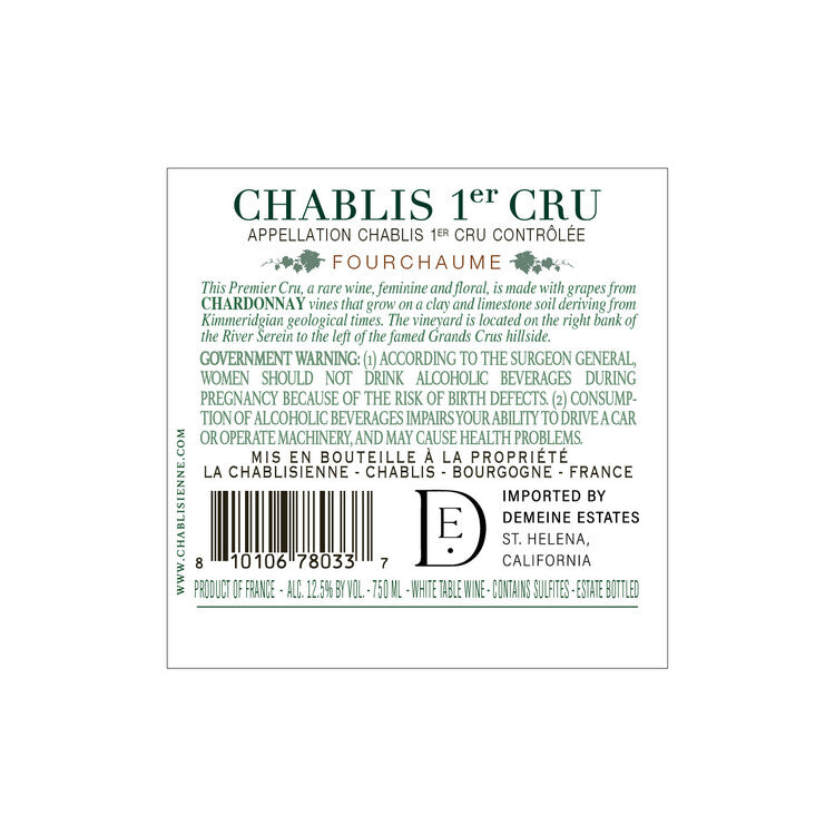 La Chablisienne Chablis Fourchaume Premier Cru 2022 - 750ML