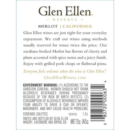Glen Ellen Merlot Reserve California - 1.5L - Back