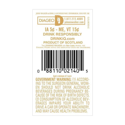 Johnnie Walker Blended Scotch Red Label 80 - 1.0L - Back Label