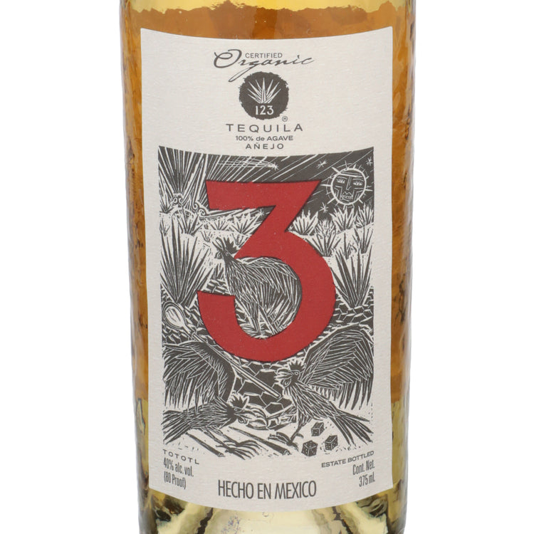 123 Tequila Anejo 80 - 375ML - Front Label
