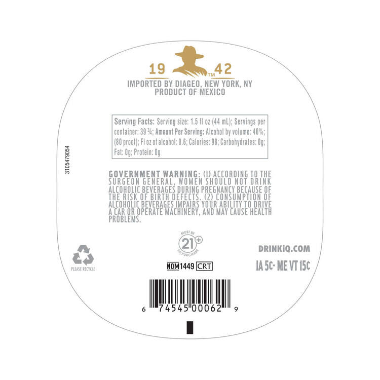 Don Julio Tequila Blanco 80 - 1.75L - Back Label