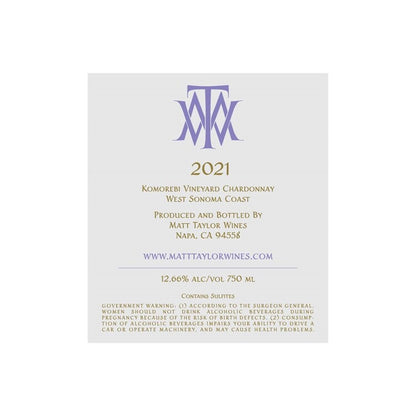 Matt Taylor Wines Chardonnay Komorebi Vineyard Sonoma Coast 2021 - 750ML