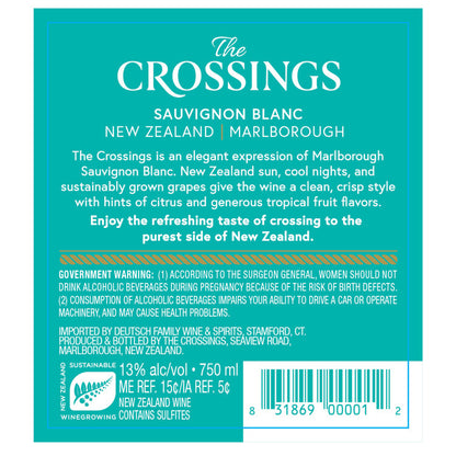 The Crossings Sauvignon Blanc Marlborough - 750ML - Back Label