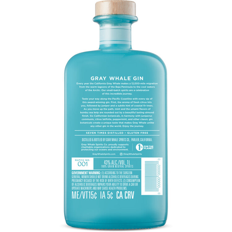 Gray Whale Dry Gin 86 - 1.0L - Back