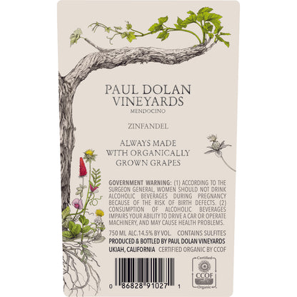 Paul Dolan Vineyards Zinfandel Mendocino County 2021 - 750ML