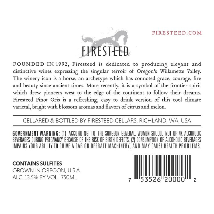 Firesteed Pinot Gris Willamette Valley 2021 - 750ML