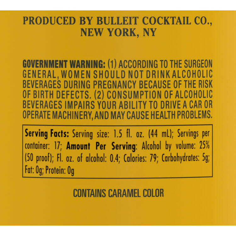 Bulleit Whiskey Sour 50 - 750ML - Back Label