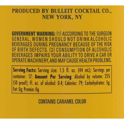 Bulleit Whiskey Sour 50 - 750ML - Back Label