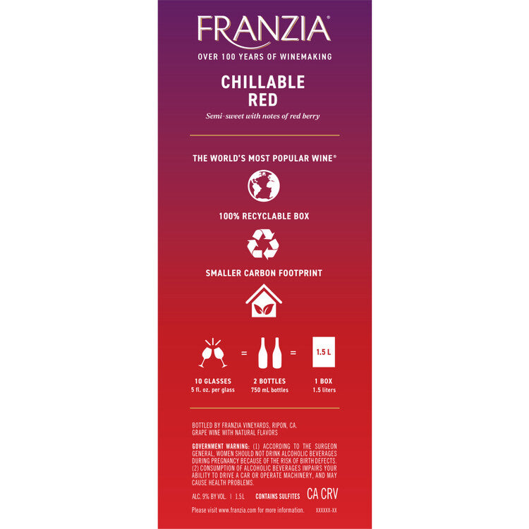 Franzia Chillable Red American - 1.5L - Back