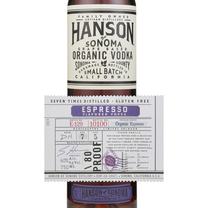 Hanson Of Sonoma Coffee Flavored Vodka Small Batch Limited Release 80 - 750ML