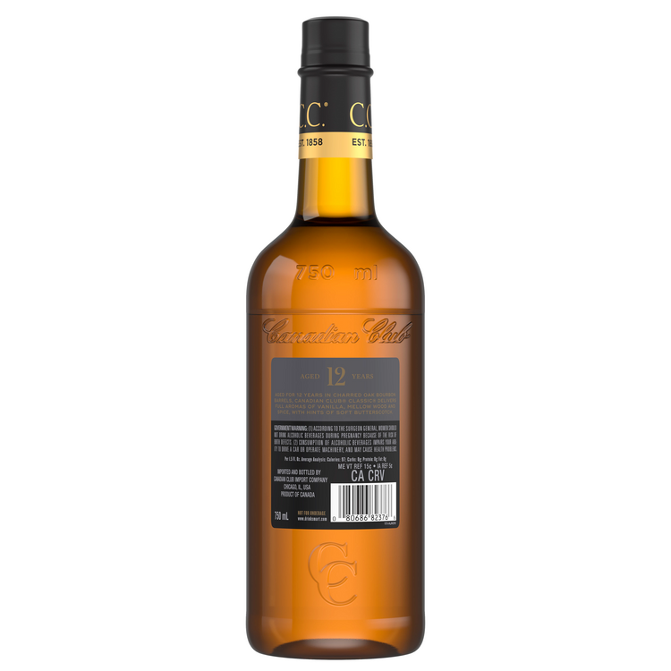 Canadian Club Canadian Whisky Classic 12 Yr 80 - 750ML - Back