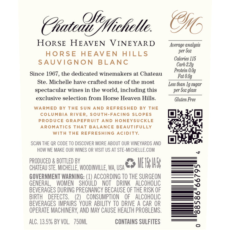 Chateau Ste. Michelle Sauvignon Blanc Horse Heaven Vineyard Horse Heav - 750ML