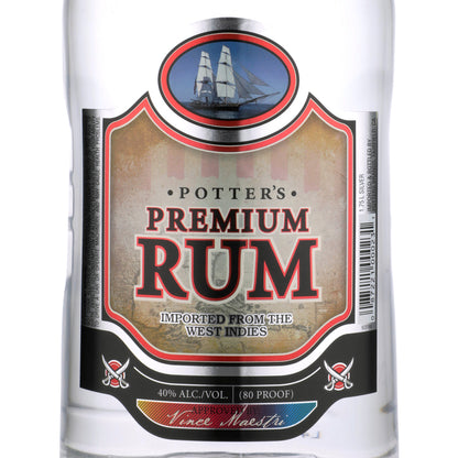 Potter's Superior White Rum 80 - 1.75L - Front Label