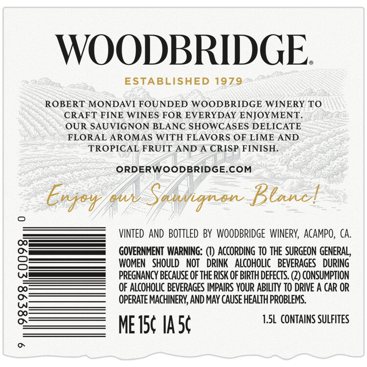 Woodbridge Sauvignon Blanc California - 1.5L - Back Label
