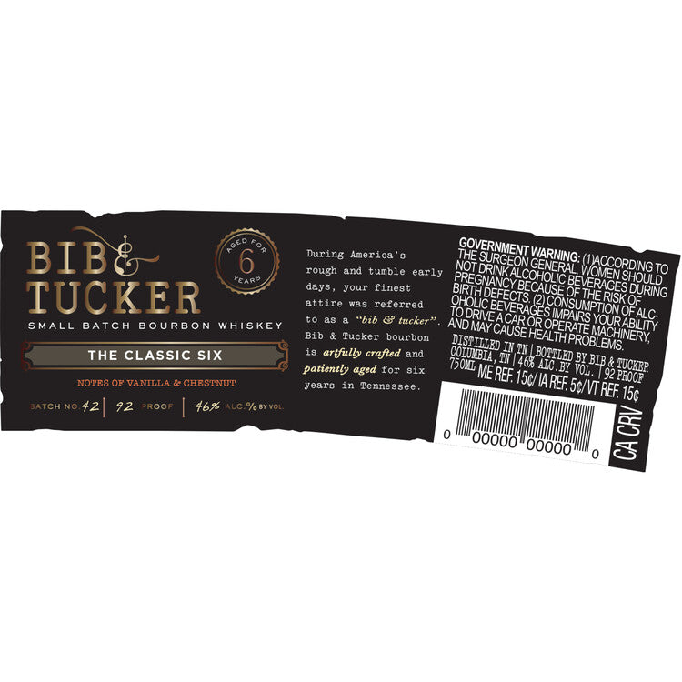 Bib & Tucker Bourbon Small Batch 6 Yr 92 - 750ML - Front Label